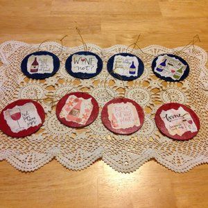 Crafty Christmas - Decopaged, Hand-Painted  Wine Lovers Christmas Ornaments